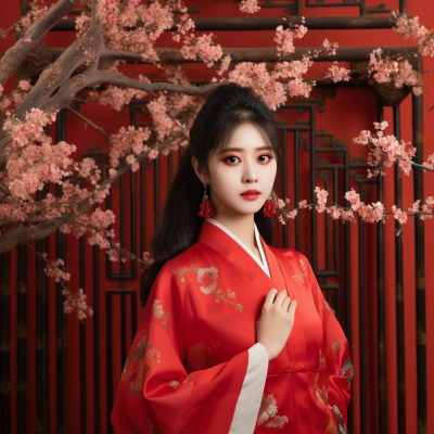 櫻花盛開的鞠婧祎美女 