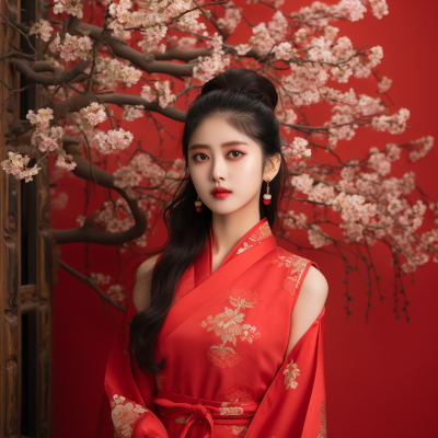 櫻花盛開的鞠婧祎美女 