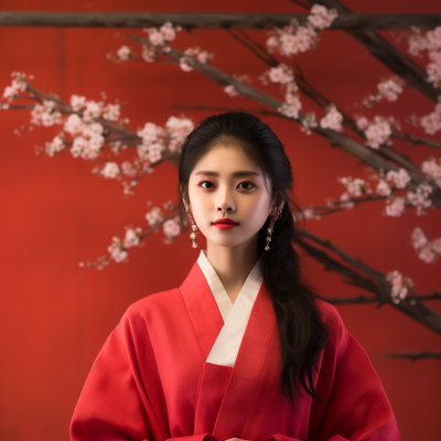 櫻花盛開的鞠婧祎美女 