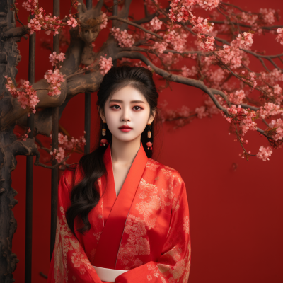 櫻花盛開的鞠婧祎美女 