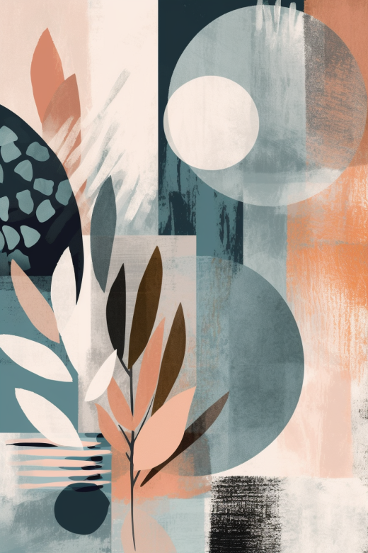 北歐風格：女性色彩與柔和色調的抽象極簡印刷藝術