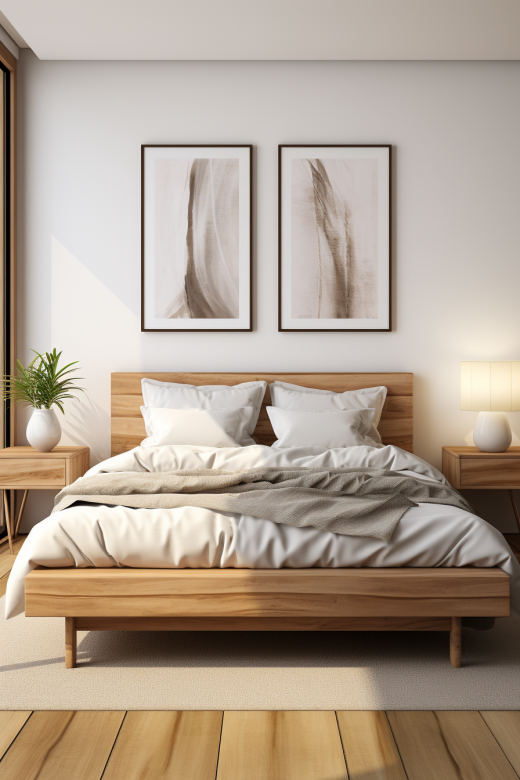 臥室中性米色墻藝術(shù)模擬，中文標(biāo)題總結(jié)