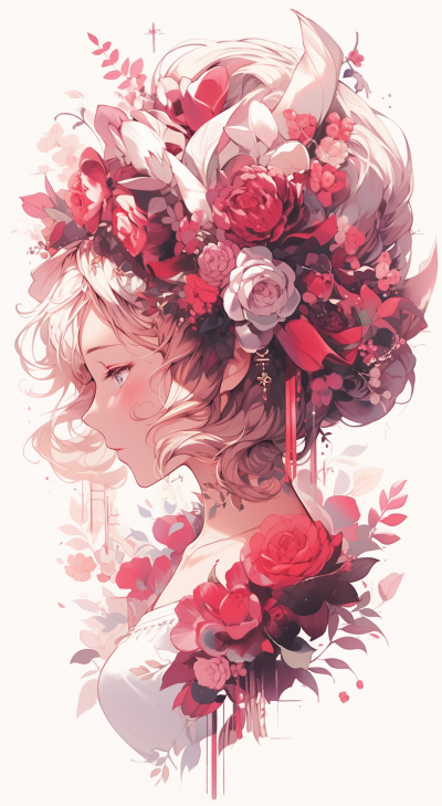 花發(fā)女子，藝術(shù)之美