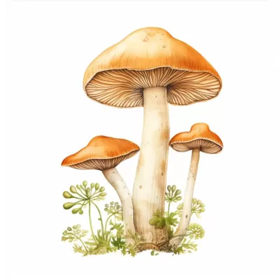 橙色蘑菇：水彩素描的植物目錄珍品