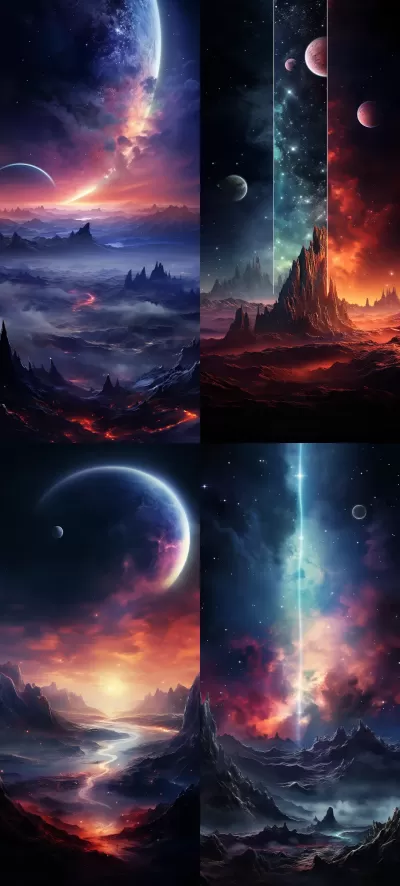 星球奇景，天空星云，山頂生靈。