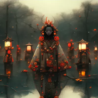 湖畔中的拉丁美洲原住民女性