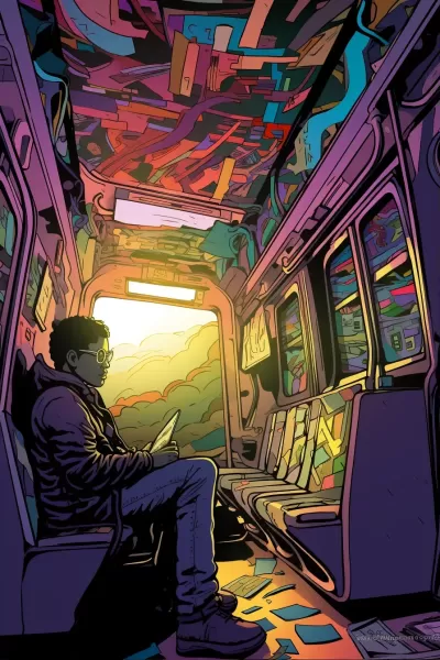 幻境列車中寧靜的巫師閱讀報紙
