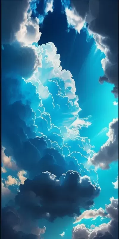 湛藍天空，浮云漂浮，層次感動人的美麗天空