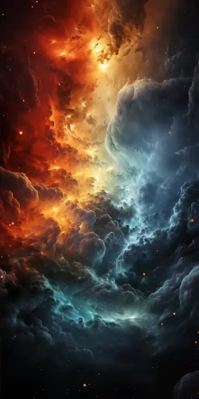 銀河中心的宇宙云氣中漂浮的外層空間壯觀分子，戲劇性的光影。