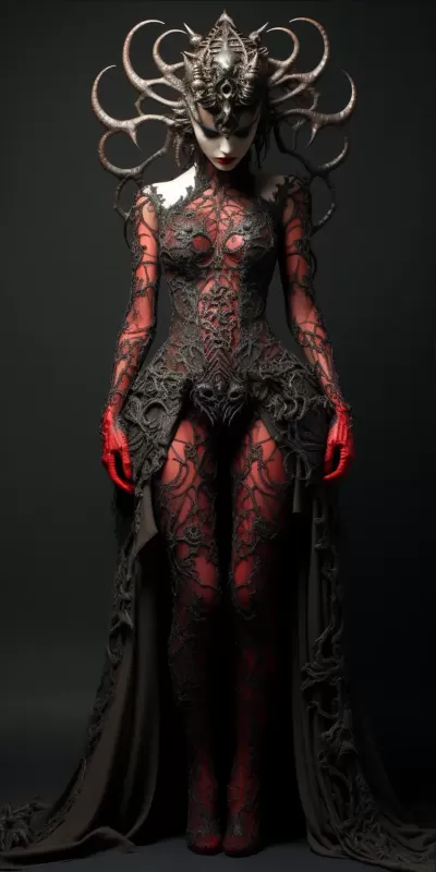 神秘詭異的哥特女魔鬼，令人不安的美麗，蕾絲與恐怖共舞。