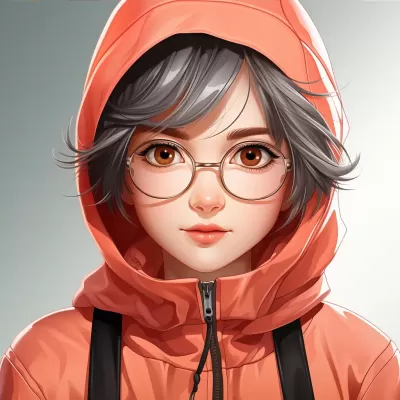 魅力百倍！清晰明亮，帶頭巾和眼鏡的動漫女孩插畫角色，白底頭像必備！