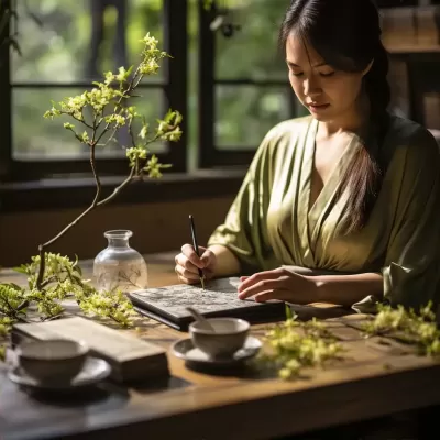 茶館禪意，簡約寫意，心靈紙上行，一人品茗寫心境。
