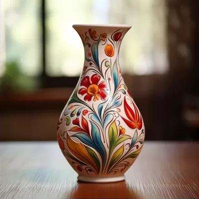 繽紛花卉繪制的精美陶瓷花瓶，流露出濃郁的藝術(shù)氣息。