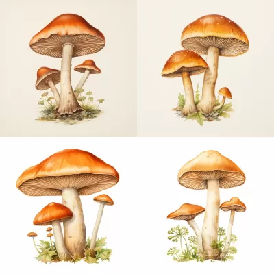 橙色蘑菇：水彩素描的植物目錄珍品
