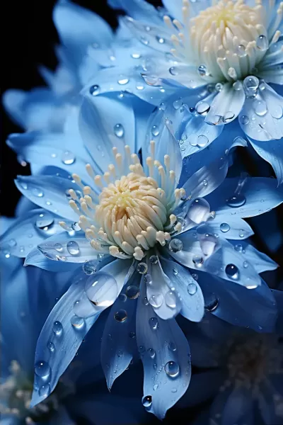 藍(lán)白柱狀花蕊，高清宏觀攝影