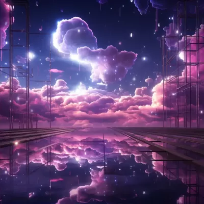 星云間的玻璃建筑：粉紫色的玫瑰在自然光中綻放