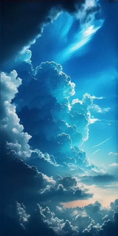 湛藍天空，浮云漂浮，層次感動人的美麗天空