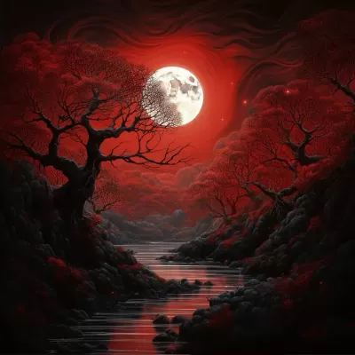 紅月華麗綻放，神秘而浪漫