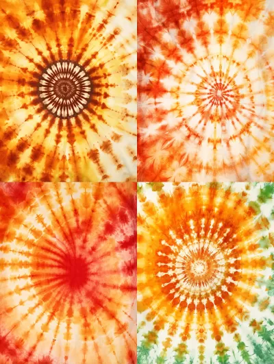 絢麗秋日，細致清晰，高清巨細紋：秋日與秋天色彩的扎染花紋