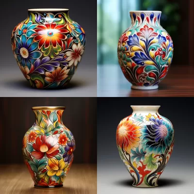 艷麗花卉繪畫的精美陶瓷花瓶，展現濃郁藝術氣息。