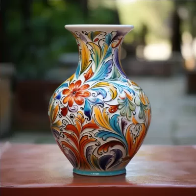 多彩花卉繪制的精美陶瓷花瓶，展現(xiàn)濃郁藝術(shù)風(fēng)情