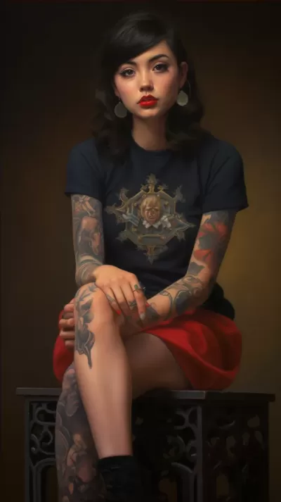 紋身少女，短褲煙斗，美國經(jīng)典油畫大師風(fēng)格下的迷人畫作