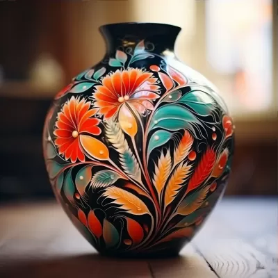 多彩花卉繪制的精美陶瓷花瓶，展現(xiàn)濃郁藝術(shù)風(fēng)情