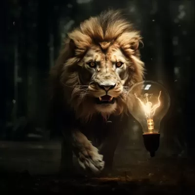 獅子翅膀燈泡，原始主義攝影，高清分辨率的圖片
