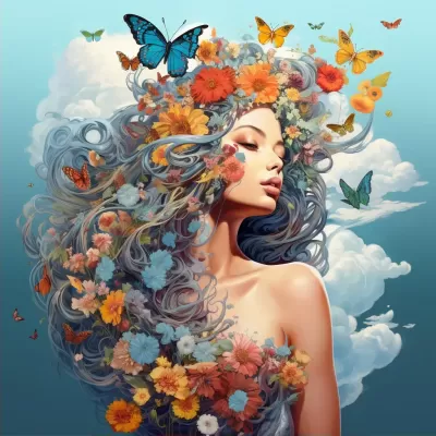 花天蝶地，水中仙女半身，仿佛布萊恩·薩姆的絕美風采