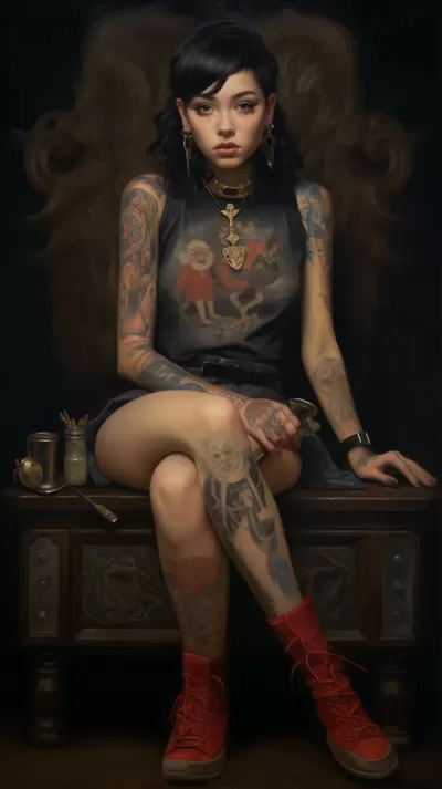 紋身少女，短褲煙斗，美國經(jīng)典油畫大師風(fēng)格下的迷人畫作