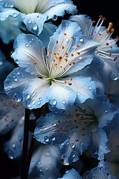藍(lán)白柱狀花蕊，高清宏觀攝影