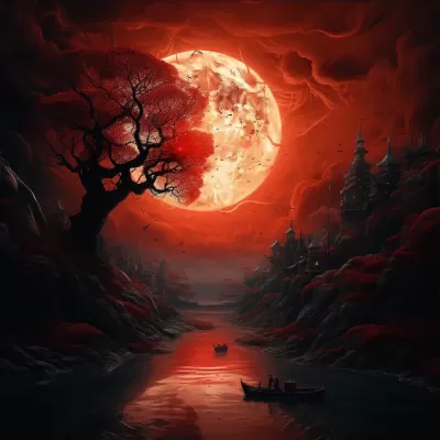 紅月華麗綻放，神秘而浪漫