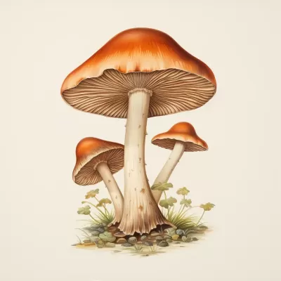 橙色蘑菇：水彩素描的植物目錄珍品