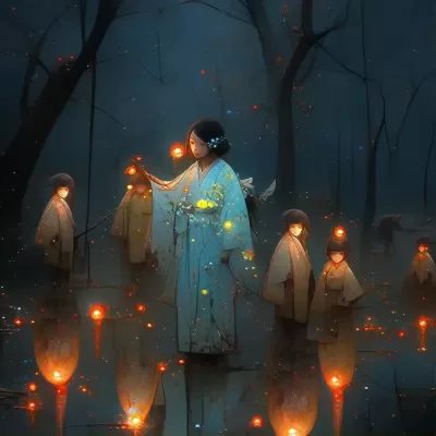 湖畔中的拉丁美洲原住民女性