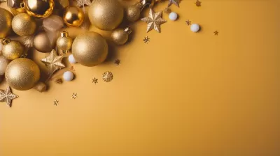 圣誕玩具平鋪黃金背景，啟迪心靈的圣誕奇幻世界。