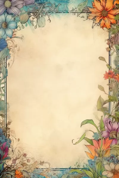 復古窄邊空白垃圾手賬頁，色彩豐富的印刷品，靈感來源于Stamperia