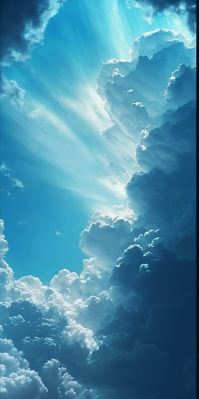 湛藍天空，浮云漂浮，層次感動人的美麗天空