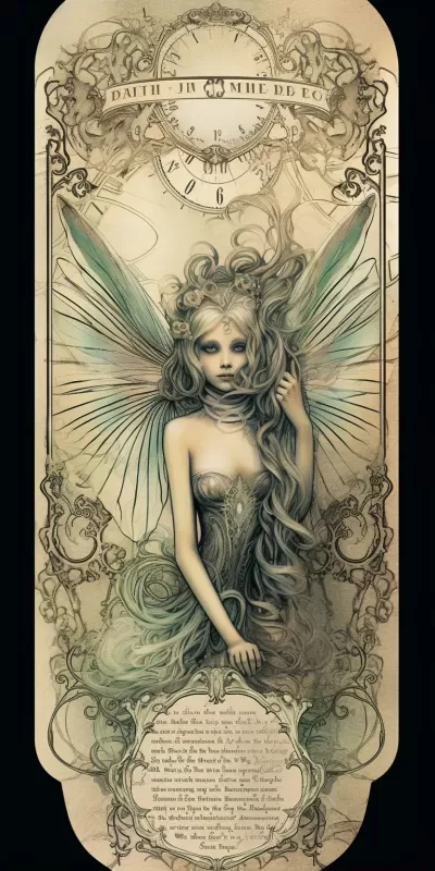 維多利亞幻想妖精與蜻蜓翅膀形狀的古老戲票