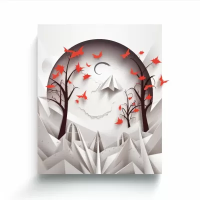 「白底萬圣節(jié)賀卡，折紙風(fēng)格，喚醒驚喜和祝福！」