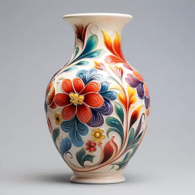 絢麗花卉圖案的瓷器花瓶，藝術(shù)氣息濃郁。