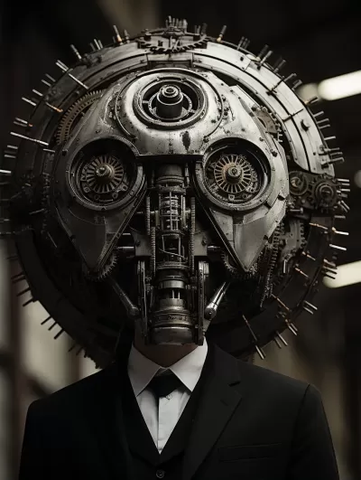 機械眼與攝像機頭的男人，超現實主義的極簡之美。
