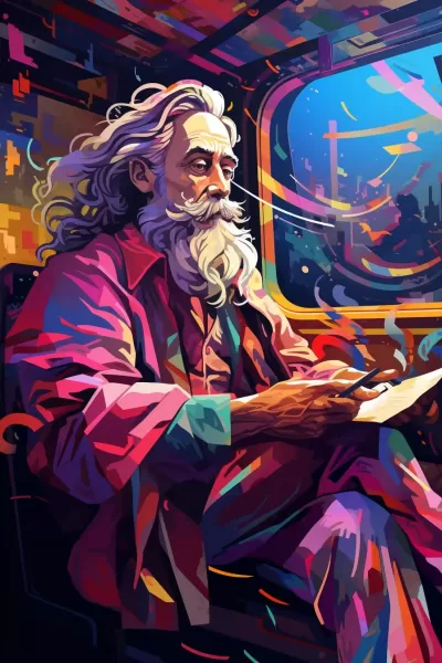 幻境列車中寧靜的巫師閱讀報紙
