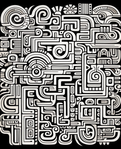 秘魯紡織品：極簡主義2D黑線描繪的成人涂色頁