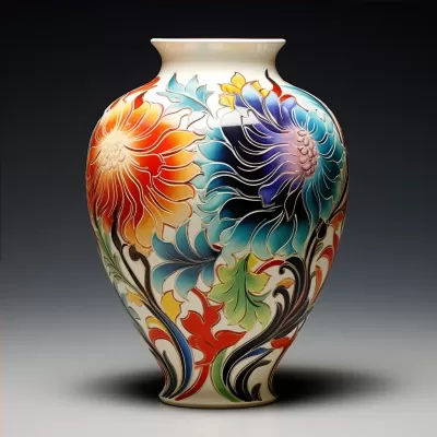 艷麗花卉繪畫的精美陶瓷花瓶，展現濃郁藝術氣息。