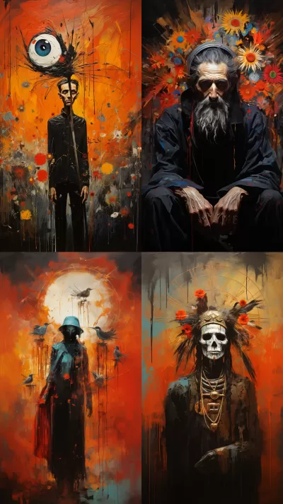 “現代神秘：阿瑟·博伊德風格的色彩絢麗動感背景下的細致巧作”