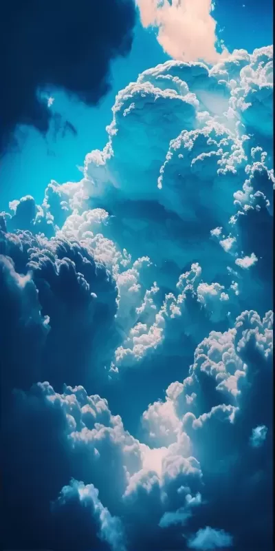 湛藍天空，浮云漂浮，層次感動人的美麗天空