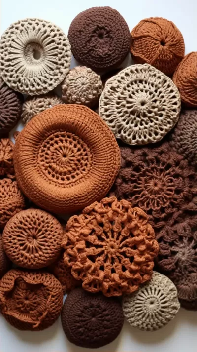 棕色鉤針毛線手工編織作品