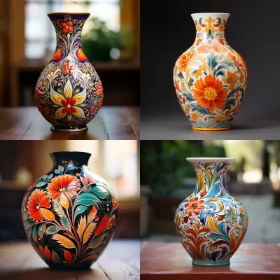 多彩花卉繪制的精美陶瓷花瓶，展現(xiàn)濃郁藝術(shù)風(fēng)情