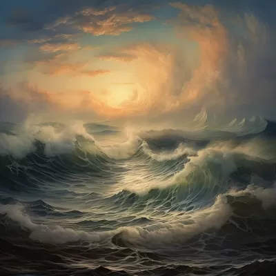 浩渺海洋，狂濤洶涌，時光合成，藝術魔法，8K高清，宏偉浩瀚