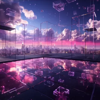 星云間的玻璃建筑：粉紫色的玫瑰在自然光中綻放